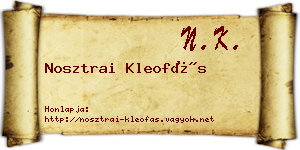 Nosztrai Kleofás névjegykártya